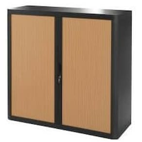 Rollladenschrank Paperflow, schwarz/buche, 110x104x41,5 cm