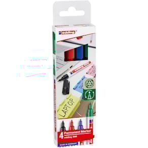 Permanent marker Edding 400, geassorteerde kleuren, blister van 4