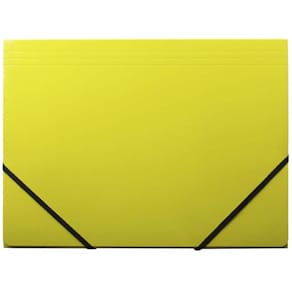Elastikmappe Q-Line A4 gul, 3 klapper, karton, 10 stk
