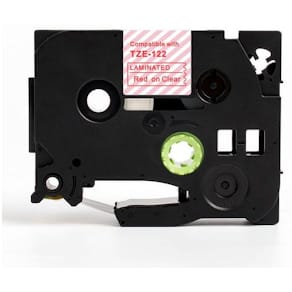 Tape 9mm TZe-122 röd på klar