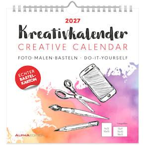 Bastelkalender Alpha 2026, weiß, 21 x 22 cm