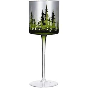 Windlicht auf Fuß Noname, Bäume, Glas, grün-weiß