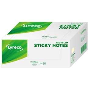 Notes LYRECO recycled 76x76mm gul 12/fp