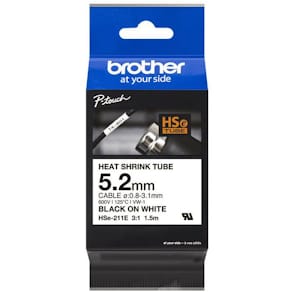HSe-211E sort på hvid krympeflextape – 5,2 mm