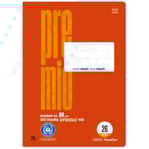 Schulheft Staufen Premio, LIN26, A4, 32 Blatt, 5 mm kariert