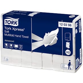 Håndklædeark Tork H2 Advanced 2-lags, hvid 212x255, 3780 ark