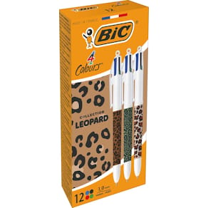 4-kleurenbalpen BIC Leopard, doos van 12 stuks, assorti