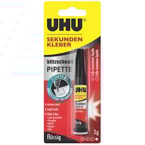 Sekundenkleber UHU blitzschnell, 3 g, mit Pipette