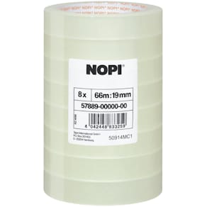 Klebefilm NOPI transparent, 19 mm x 66 m, 8 Stück