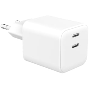 Laddare 220V 2xUSB-C PD/PPS 65W GaN vit