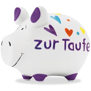 Spardose KCG, Schwein, klein, weiß