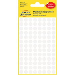 Markierungspunkte Avery Zweckform, Ø 8 mm, weiß, 416 Stück