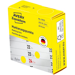 Markierungspunkte Avery Zweckform D19mm, gelb, 250 Stück