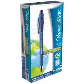 Bläckkulpenna PAPERMATE Flexgrip Clic Medium Blå, 1.0mm, 12st