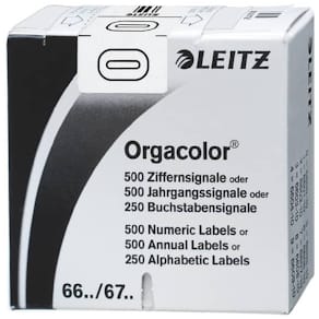 Ziffernsignale Leitz Orgacolor 0, weiß, 500 Stück, 23 x 30 mm