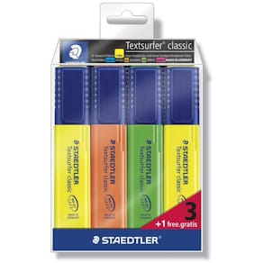 Tekstmarker STAEDTLER Textsurfer, skrå 1–5 mm, ass., 4 stk