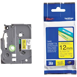Schriftband Brother TZ, 12 mm x 8 m, schwarz auf gelb