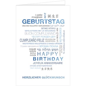 Geburtstagskarte HANRA, mehrsprachig