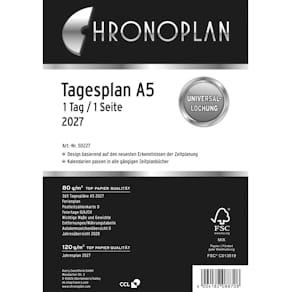 Kalendarium CHRONOPLAN Tagesplan, A5, 2027, weiß
