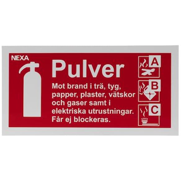 Skilt NEXA Pulver 20x10cm rød