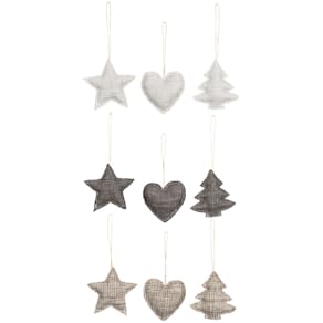 Weihnachtsanhänger POSIWIO Stern + Herz + Baum, sortiert