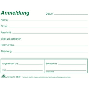 Besucheranmeldeblock RNK, DIN A6