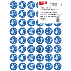 Kortinglabel Agipa, -40%, blauw, pak van 192 stuks, verwijderbaar