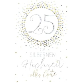 Glückwunschkarte Silberhochzeit, geprägt, mit Umschlag