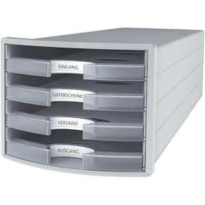Schubladenbox HAN IMPULS, 4 Schubladen, lichtgrau/transl.