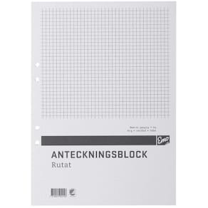 Limblock kortsida A4, rutigt, 100bl, 5st