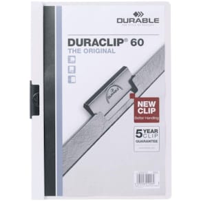 Klämmapp DURABLE Duraclip A4 Vit, 30 blad