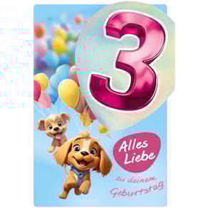 Geburtstagskarte Girls, Zahl 3 (Kinder)