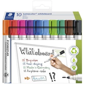 Whiteboardpen STAEDTLER Lumocolor 2 mm rund, ass. farver, 10-pak
