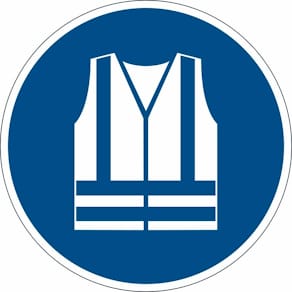 Påbudsmærkat Durable Sikkerhedsvest, 430x430 mm, blå/hvid