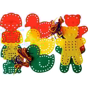 Rijgdiertjes Bouhon, 9 stuks + 6 veters van 70 cm