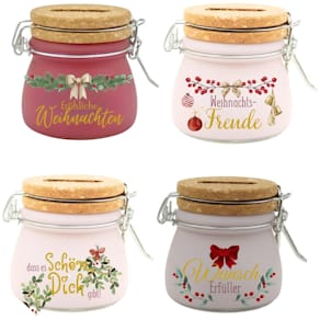 Spardose HERGO, Glas, Weihnachten, sortiert