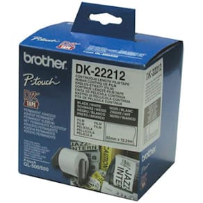 Etikett BROTHER DK-22212 Vit löpande film, 62mm x 15,24m
