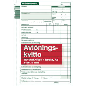 Avlöningskvitto A5 med kopia, 2x50 blad, 5st