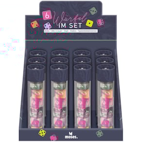 Würfel MOSES, 6 Stück, farbig sortiert, 1,5 cm