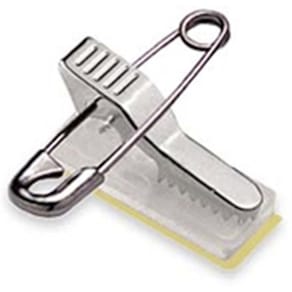 Navneskilt-klemme med sikkerhedsnål, selvklæbende, sølv