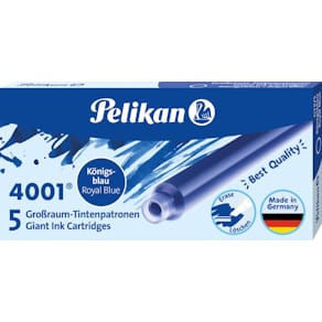 Inktpatronen Pelikan 4001, groot formaat, koningsblauw, 5 stuks