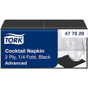 Servett TORK Cocktail 2-lag svart 200/fp