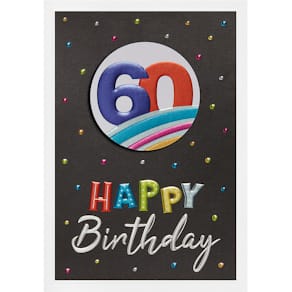 Geburtstagskarte PERLEBERG Prisma, Zahl 60, Folienveredelung,präg