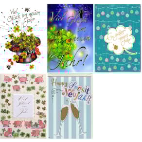 Neujahrskarten Apollo, sortiert, 10er-Set, B6, mit Umschlag