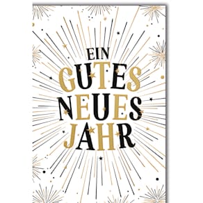 Neujahrskarte, geprägt, bunt, mit Umschlag