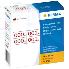 Nummernetiketten HERMA, 0-999, doppelt, rot, 1000 St.