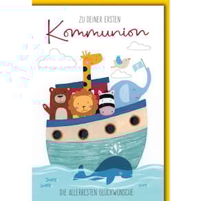 Kommunionskarte, geprägt, bunt, inkl. Umschlag
