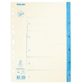 Pärmregister JOPA Papper A4 1-5, blå flik, 20st