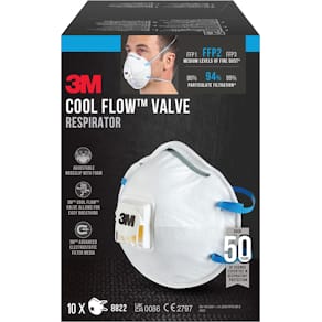 Stofmasker 3M Cool Flow, FFP2, met ventiel, pak van 10 stuks