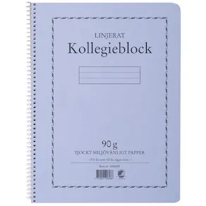 Kollegieblock A4, linjerat, 90g, 5st